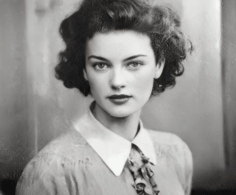 Restored family photo — damage repaired, colorized, with original faces preserved