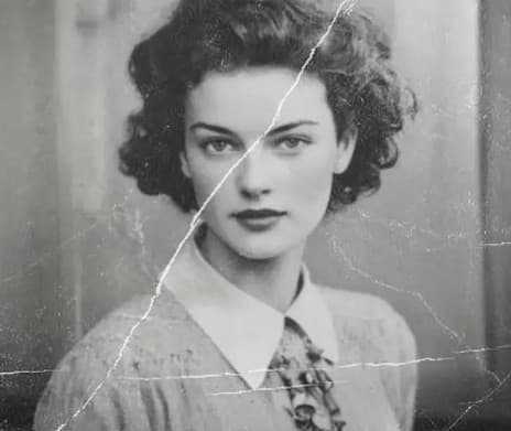 Original damaged family photo — faded, creased, with scratches